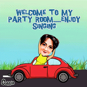 Woman Driving Red Car Welcome to Party Room