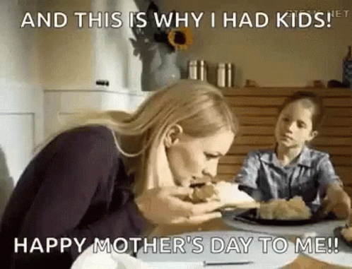 Woman Eating At Table With Child GIF