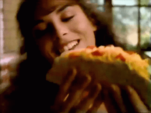 Woman Eating Big Taco GIF