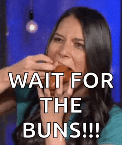 Woman Eating Bun Wait for Buns