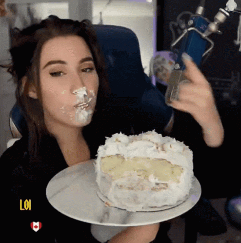 Woman Eating Cake With Lol