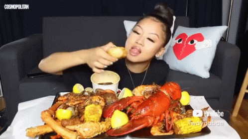 Woman Eating Crawfish Boil on YouTube