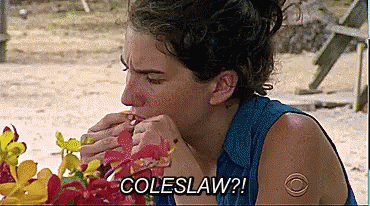 Woman Eating Flowers Saying Coleslaw