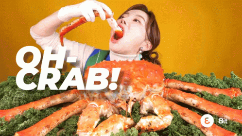Woman Eating Giant Crab Saying Oh Crab