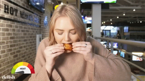 Woman Eating Hot Wing