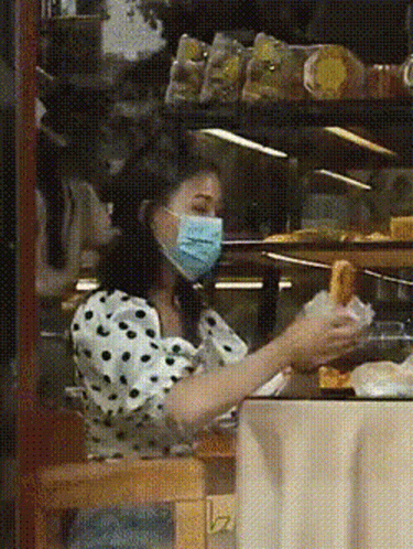 Woman Eating With Mask Covid Meme GIF