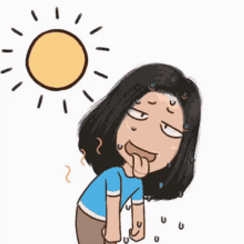 Woman Exhausted Sweating Hot Weather Clipart GIF