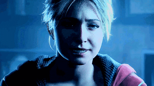 Woman Face In Blue Light GIF
