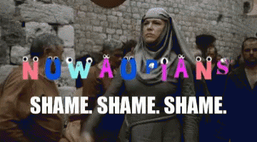 Woman Facing Crowd Saying Nowaolfans Shame Shame Shame