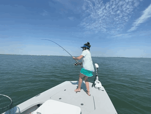 Woman Fishing On Boat Saying Yeti GIF