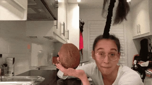 Woman Flex Coconut Tree Fruit GIF