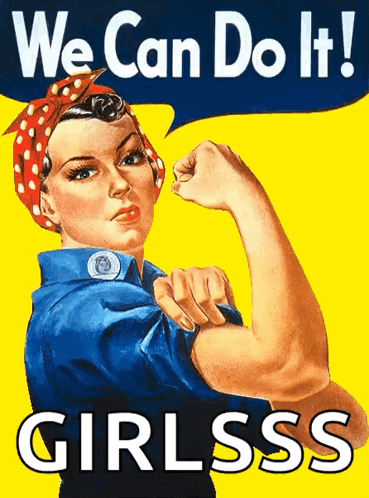 Woman Flexing Arm With We Can Do It Girlsss Poster GIF