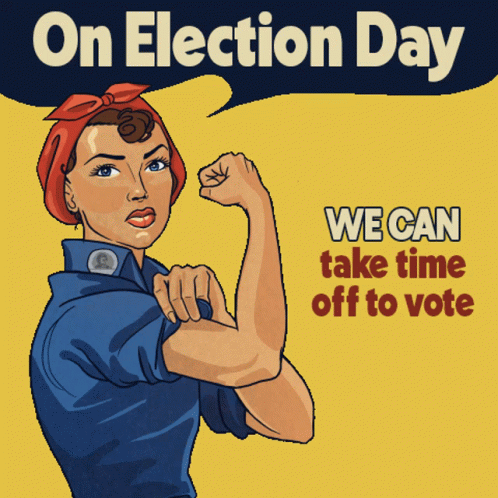 Woman Flexing Muscles Election Day Poster GIF