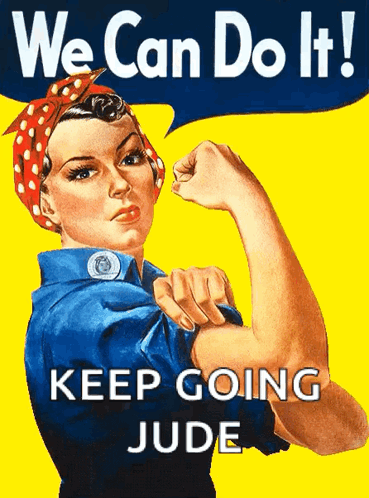 Woman Flexing Muscles We Can Do It Keep Going