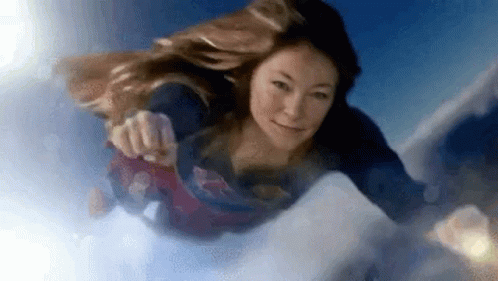 Woman Flying in Superman Costume