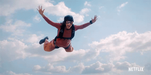 Woman Flying With Netflix Logo