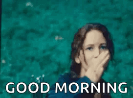 Woman Giving Middle Finger On Blue Saying Good Morning GIF
