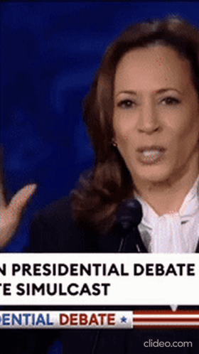 Woman Giving Speech at Presidential Debate