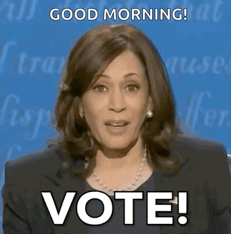 Woman Giving Speech Saying Good Morning and Vote