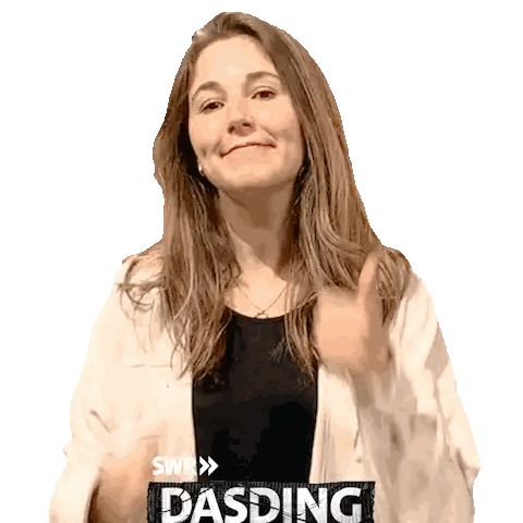 Woman Giving Thumbs Up Behind Dasding