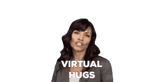 Woman Giving Virtual Hug with Eyes Closed