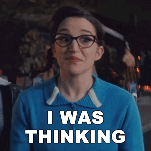 Woman Glasses Blue Shirt Says I Was Thinking GIF