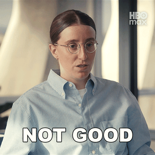Woman Glasses Blue Striped Shirt Says Not Good GIF