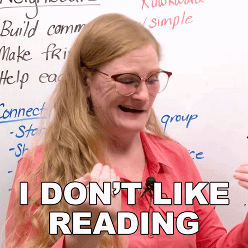 Woman Glasses Red Shirt I Don't Like Reading