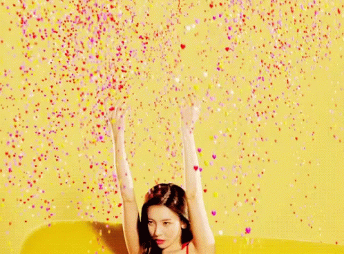 Woman Hands Feeling Falling Confetti GIF