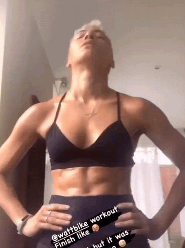 Woman Hands on Hips Wattbike Workout Finish Like But It Was