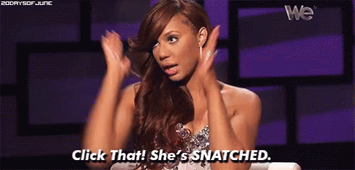Woman Hands Up Saying Click That She's Snatched