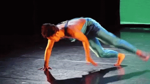 Woman Handstand on Stage with Green Screen
