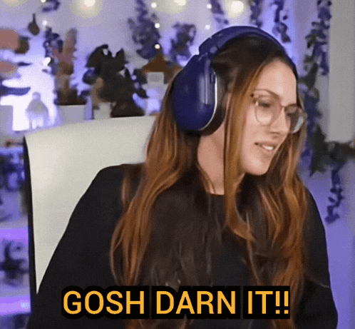 Woman Headphones Yellow Gosh Darn It