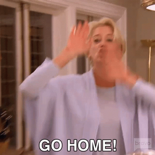 Woman High Fiving Saying Go Home