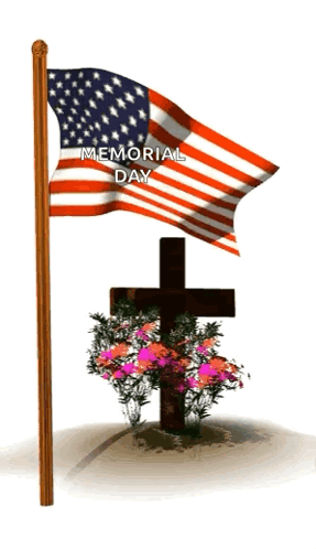 Woman Holding American Flag Saying Happy Memorial Day