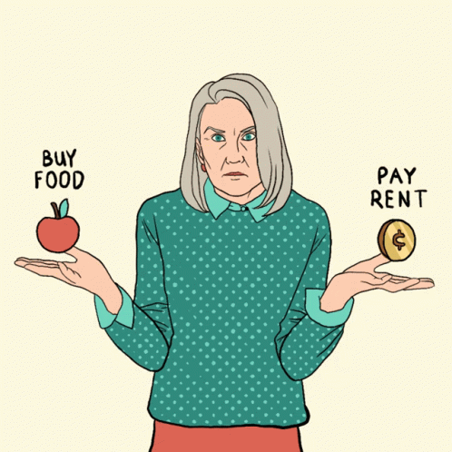 Woman Holding Apple And Coin Buy Food Pay Rent GIF