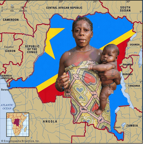 Woman Holding Baby With Angola Map GIF