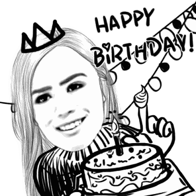 Woman Holding Birthday Cake With Happy Birthday