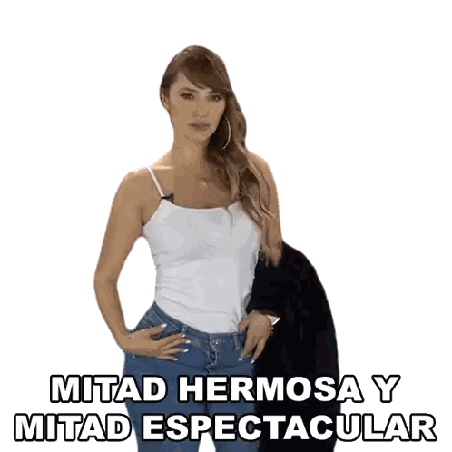 Woman Holding Black Fur Coat 'Mitad Hermosa y Espectacular