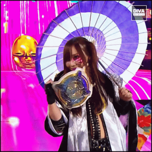 Woman Holding Blue And White Umbrella Diva GIF