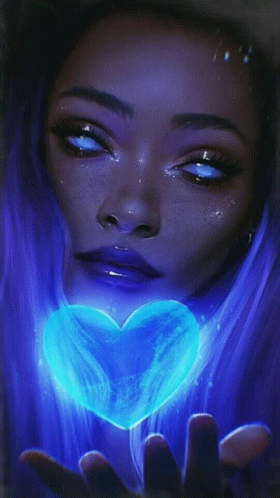 Woman Holding Blue Heart