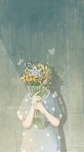 Woman Holding Bouquet Of Flowers Mao GIF
