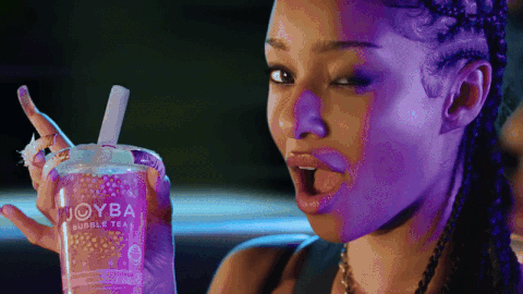 Woman Holding Bubble Tea With Straw GIF