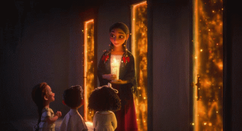 Woman Holding Candle In Front Of Girls GIF