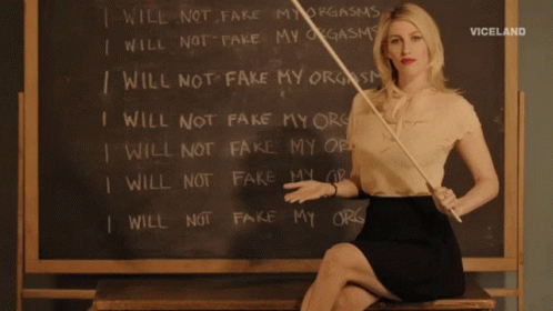 Woman Holding Cane Chalkboard I Will Not Fake My Orgasms
