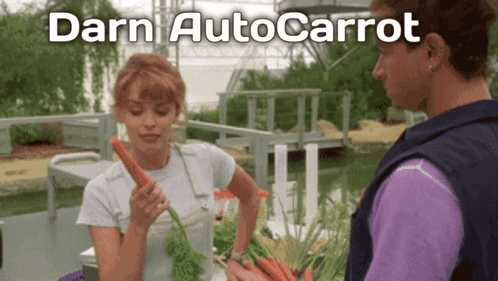 Woman Holding Carrot to Man Darn Autocarrot