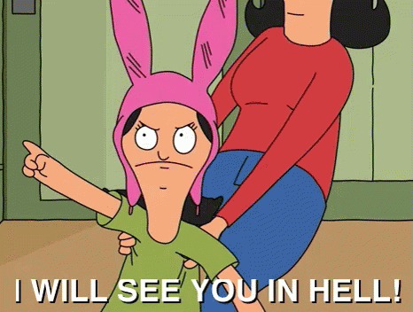 Woman Holding Child Saying I Will See You in Hell