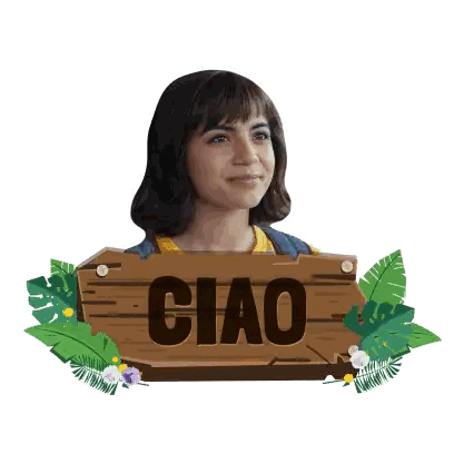 Woman Holding Ciao Sign