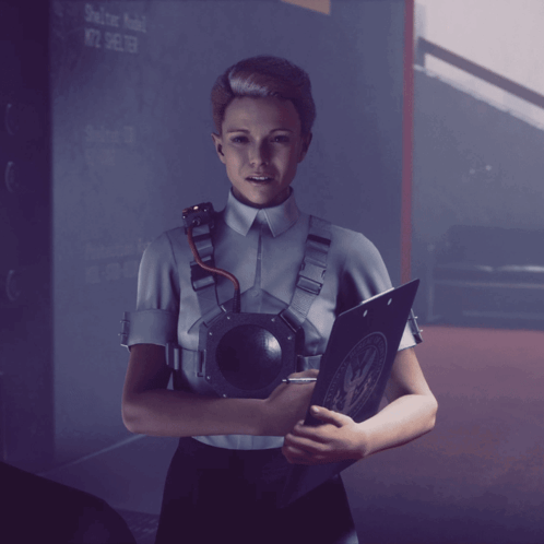 Woman Holding Clipboard Online Hotel