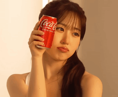 Woman Holding Coca Cola Original Can GIF